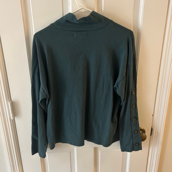 Madewell Teal Button-Sleeve Turtleneck Top - Picture 3 of 7